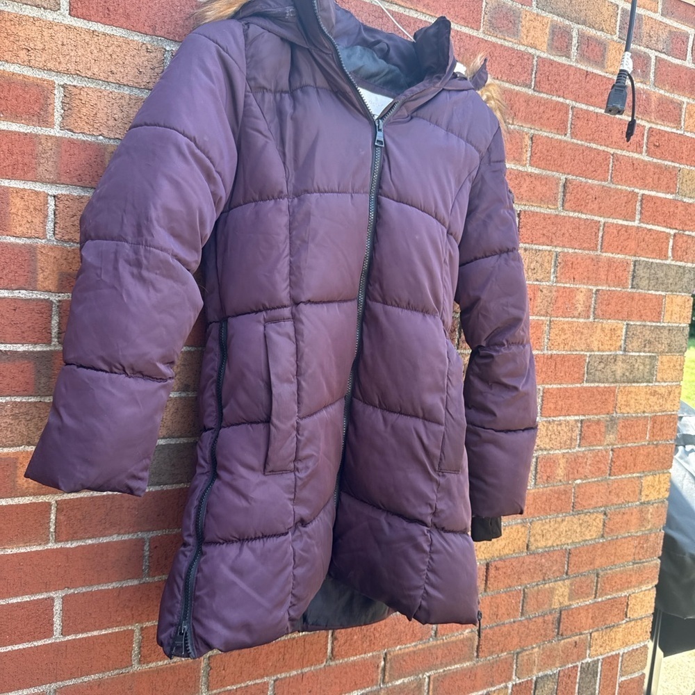 Madden Girl Long Puffer Coat – Plum – Size Small